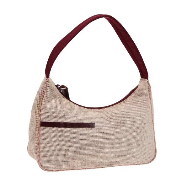 PRADA Sports Hand Bag Canvas Beige Silver Auth 88097 - Picture 1 of 16
